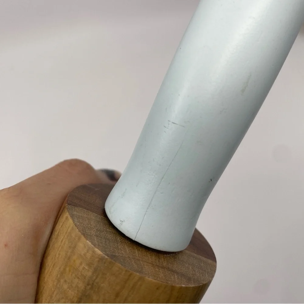 West Elm light blue brown wood baking rolling pin